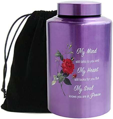 200 lbs Capacity Elegant Black Urn with Rose Design and Velvet Bag