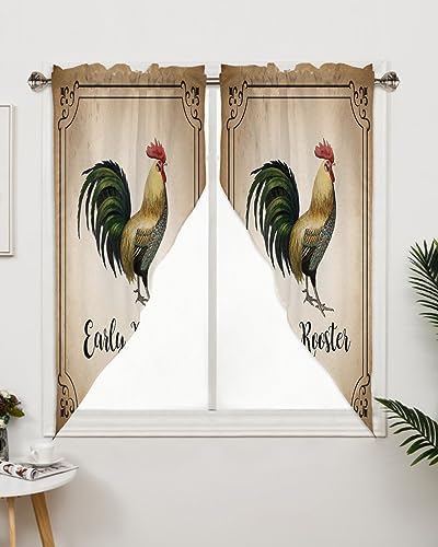 Retro Farm Rooster Swag Valance Curtains