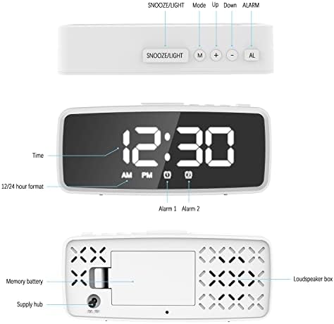 VAUNO Small Digital Alarm Clock with Dimmer and Dual Alarms