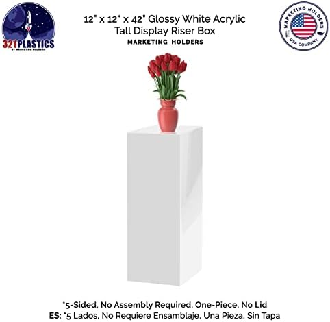 White Acrylic Display Cube Pedestal 12x12x42 Inch