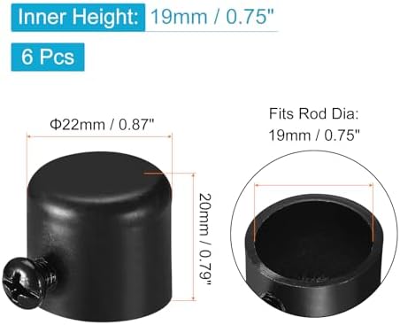 Uxcell Curtain Rod Ends 6Pcs Iron Black Finial
