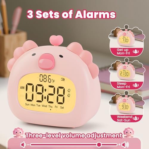 Axolotl Alarm Clock with Night Light for Kids