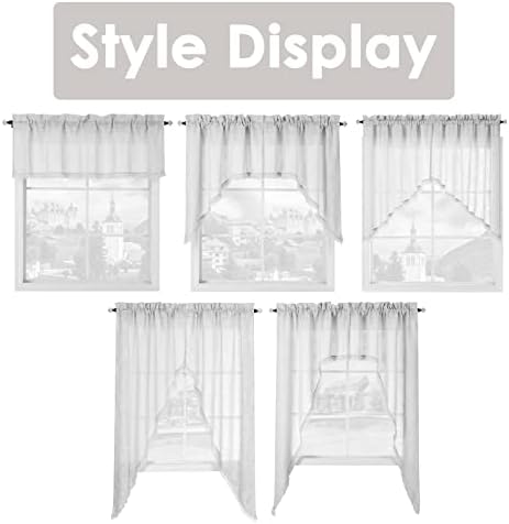 Beda Home Tassel Linen Swag Curtain Valance for Farmhouse Kitchen