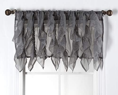 DiamondHome Cascade Gray Shabby Chic Valance 50x16