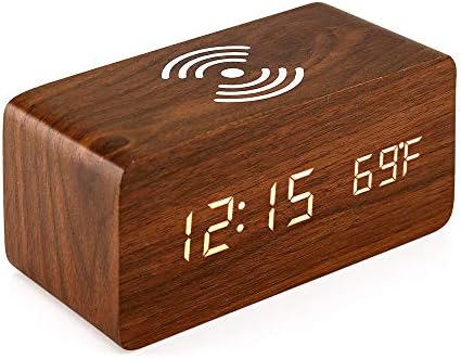 OCT17 Smart Alarm Clock with Wireless Charging Pad and LED Display Brown