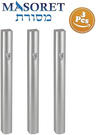 3-Piece Aluminum Door Mezuzah Cases with Hebrew Shin
