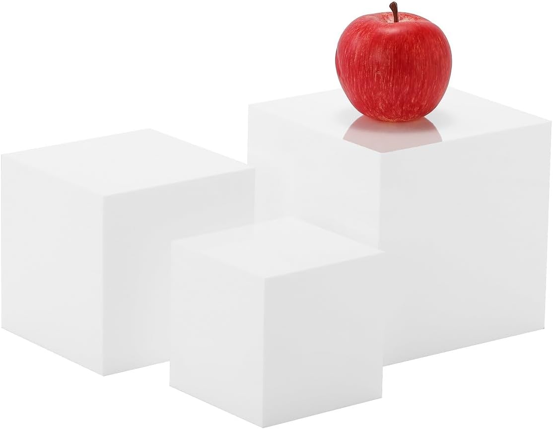 Glossy White Acrylic Display Cubes Set of 3