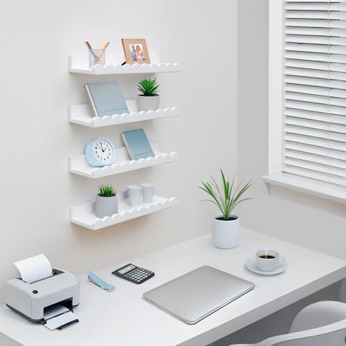 Scalloped Floating Shelves Set of 4 White Nursery Book Shelves