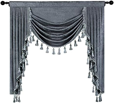 ELKCA Grey Chenille Valance for Living Room and Kitchen