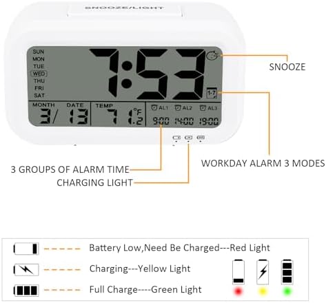 WinFong 43 Inch Digital Alarm Clock with 3 Bells and Temperature