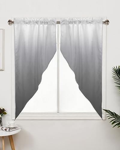 LooPoP Gray and White Ombre Swag Valance for Kitchen Windows