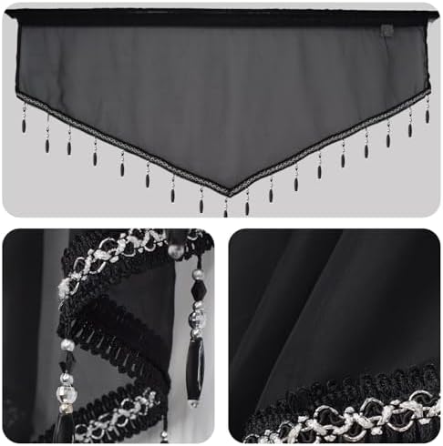 Lace Valance Swag Curtain 51 Inch Black Rod Pocket