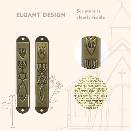 CAMATET Messianic Mezuzah Set of 2 with Scroll and Screws