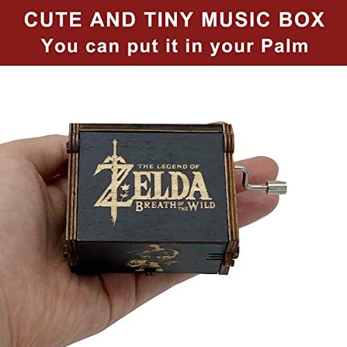 Hand Crank Wooden Music Box with Engraved Design