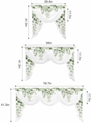 Sage Green Eucalyptus Leaf Valance 39x41 Inch