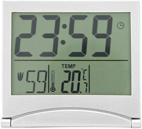 Aqur2020 Foldable Atomic Alarm Clock with Calendar and Temperature Display