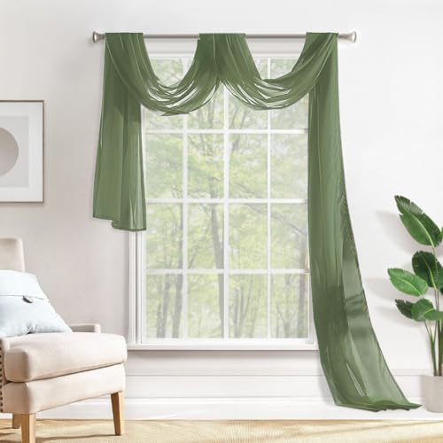 MIULEE Sheer Window Scarf Valance Spring Elegant Swag Curtain
