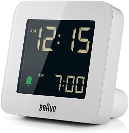 Braun Digital Alarm Clock with Snooze and Crescendo Beep in White