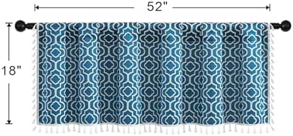 MitoVilla Boho Kitchen Valance with Tassel Blue