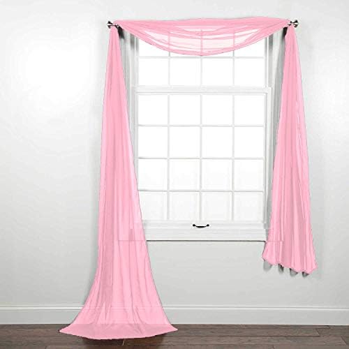Beautiful Elegant Solid Sheer Scarf Valance - Light Pink