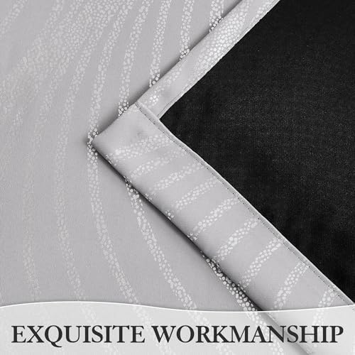 100 Blackout Curtains with Metallic Silver Wave Print