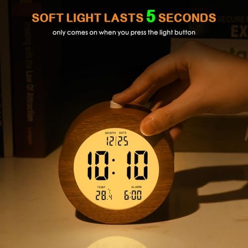 Plumeet Wooden Digital Alarm Clock with Nightlight