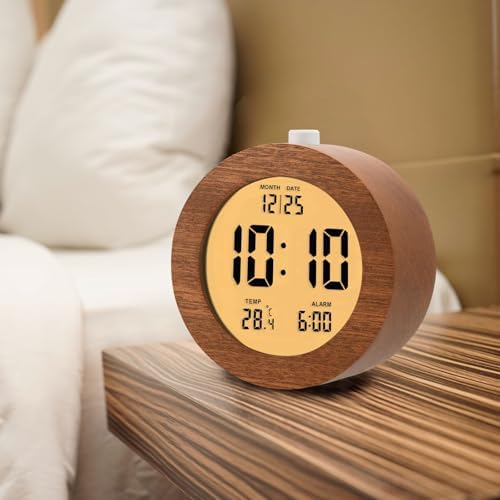 Plumeet Wooden Digital Alarm Clock with Nightlight
