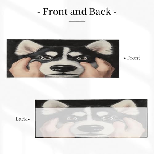 Funny Husky Face Valance Curtains 18x54 Inch Black
