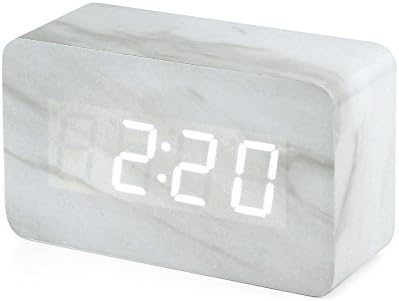OCT17 Marble Pattern Alarm Clock with USB and Voice Control