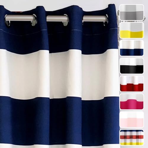DriftAway Navy Stripe Room Darkening Curtains 2 Panels