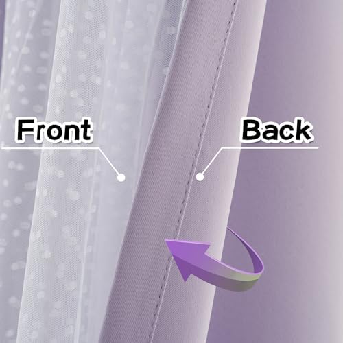 MYSKY HOME Lilac Double Layer Sheer Curtains 84 Inch 2 Panels Set