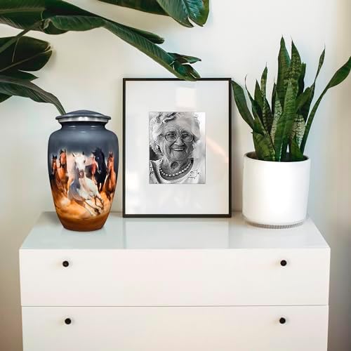 Trupoint Memorials Cremation Urns for Human Ashes - Gray Horse Design