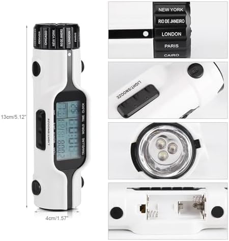 AUNMAS World Time Travel Clock with Alarm and LED Flashlight