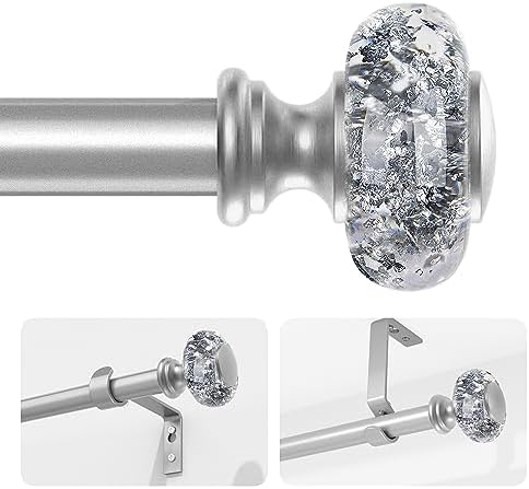 VOREFF Silver Curtain Rod 32-72 Inch Single Rod