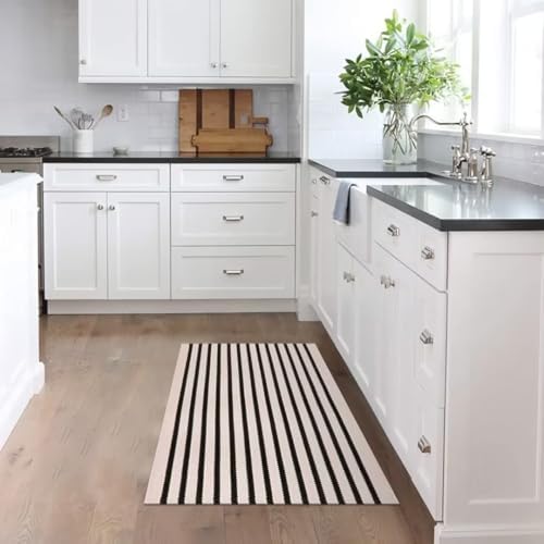LEEVAN Washable Proch Rug Soft Entryway 23x36 Black and White Area Rug