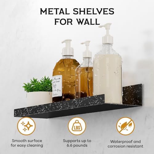 4 Pack Gold Metal Floating Shelves for Wall Storage