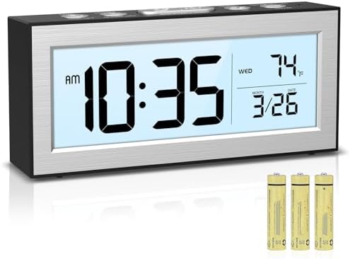 OQIMAX Battery Powered Alarm Clock with LCD Display