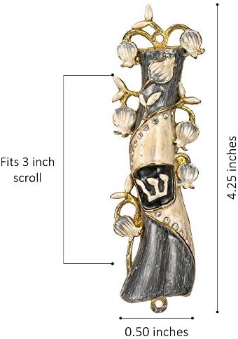 Matashi Hand Painted Mezuzah with Gold and Crystals