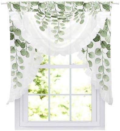 Sage Green Eucalyptus Leaf Valance 39x41 Inch