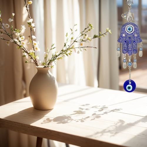 Betterdecor Blue Evil Eye Hamsa Hand Amulet Decoration