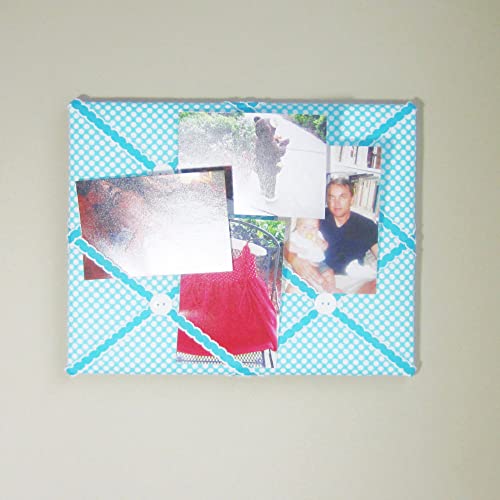 11x14 Turquoise White Polka Dot French Memory Board Bow Organizer
