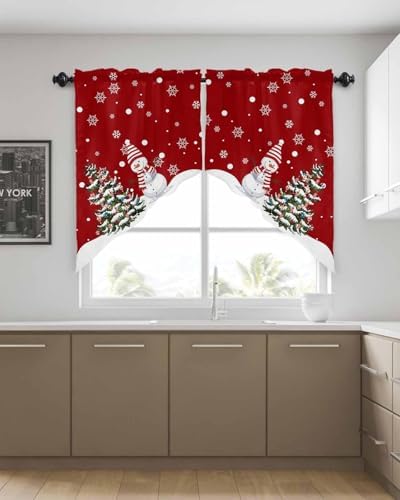 Christmas Swag Curtain Valance for Windows 28x36 Inch