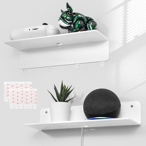 OAPRIRE White Acrylic Floating Shelves Set of 2 - No Drill Installation