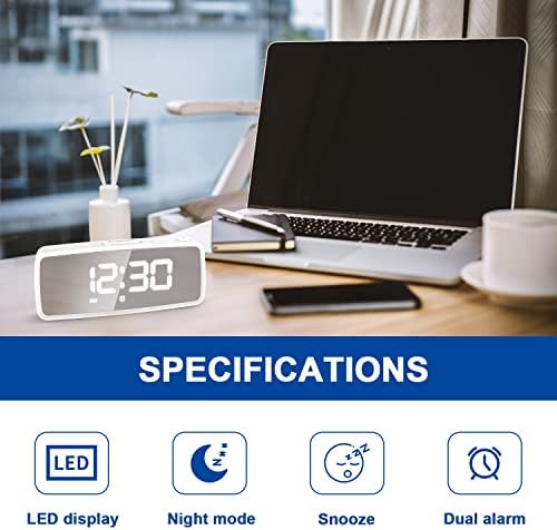 VAUNO Small Digital Alarm Clock with Dimmer and Dual Alarms