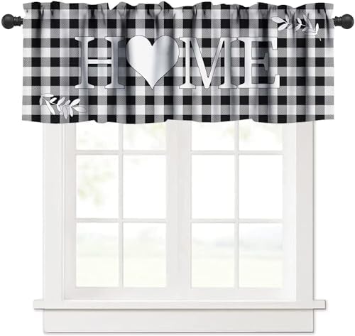 JESTRONRY Buffalo Plaid Valance Curtain 54x18in