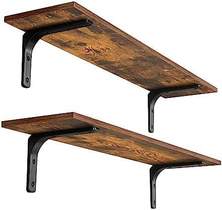 Dinzilvjl Long Wall Shelves Set of 2 Rustic Brown Sturdy