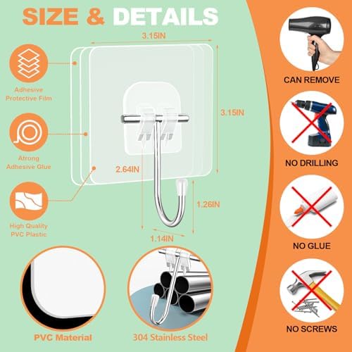 10 Pack Clear Wreath Hangers for Front Door