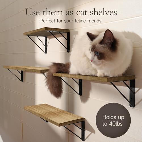 BAYKA Floating Wall Shelves Set of 4 Rustic Brown