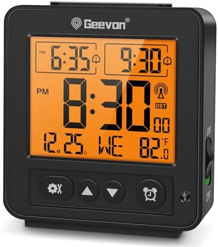 Geevon Small Atomic Alarm Clock with 2 Alarm and Temperature Monitor