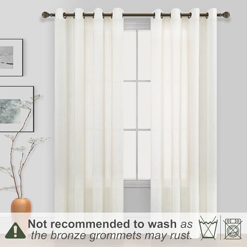 KOUFALL Linen Grommet Curtains Set of 2